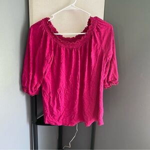 Knox Rose Pink Puff Sleeve Smocked Blouse